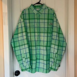 Green Plaid Columbia PFG button down